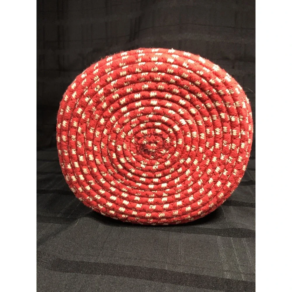 Christmas Basket - Woven Fabric in Red and White